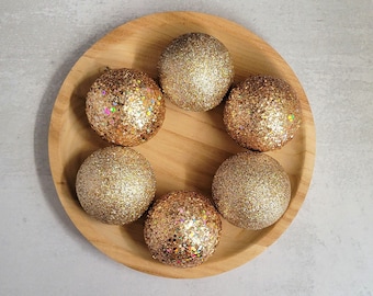 Handmade Champagne Gold Glitter Balls: Holiday Decor