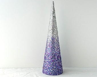 Ombre Cosmic Purple & Silver Glitter Tree Centerpiece