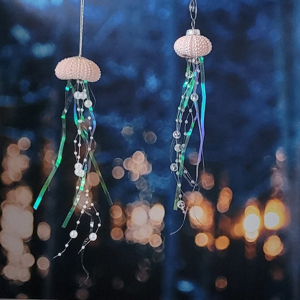 Sea Urchin Jellyfish Christmas Ornament – Beach Theme Decor - Single Ornament – Holiday Jellyfish Ornament – Handmade Ornament