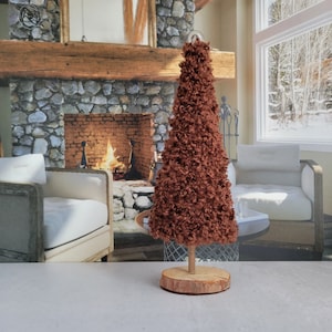 Teddy Bear Yarn Wrapped Tree – Brown Yarn Tree – Home Décor – Christmas Trees – Handmade Décor – Mantel Decor