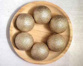 Champagner-Gold Glitzerkugeln: Handgemachte Party Dekoration, 6er Set