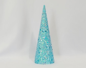 Hellblauer & silberner Schneeflocken-Glitzer-Baum