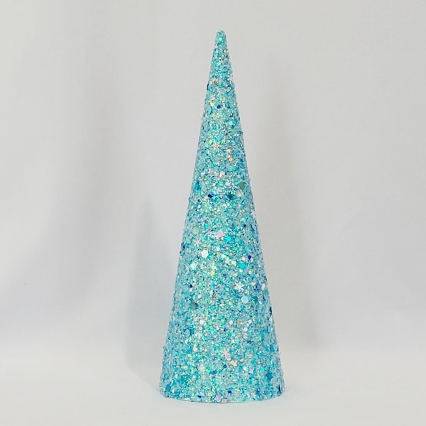 Snowflake Glitter Tree - Party Centerpiece - Decorative Cone Tree – Party Décor - Pick Your Size – Single Glitter Tree