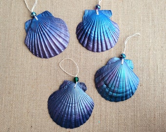 Handmade Seashell Ornament: Dark Blue & Purple