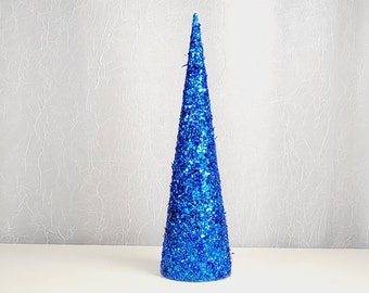 Royalblauer Glitzerbaum: Handgemachter Partyschmuck