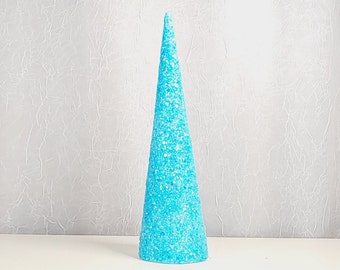 Hellblauer Glitzerbaum: Babyparty-Mittelstück