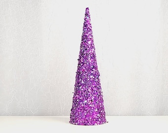 Violet Glitter Tree: Handgemachter Partyschmuck