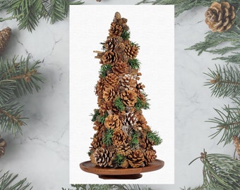 Pinecone Tree with Greenery - Nature Inspired Tree – Cabin Décor - Winter Themed Topiary Centerpiece - Pick Your Size – Single Tree