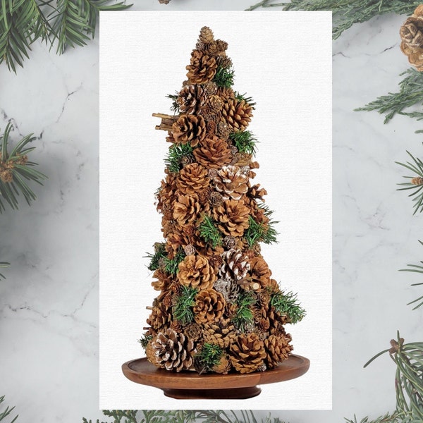 Pinecone Tree with Greenery - Nature Inspired Tree – Cabin Décor - Winter Themed Topiary Centerpiece - Pick Your Size – Single Tree