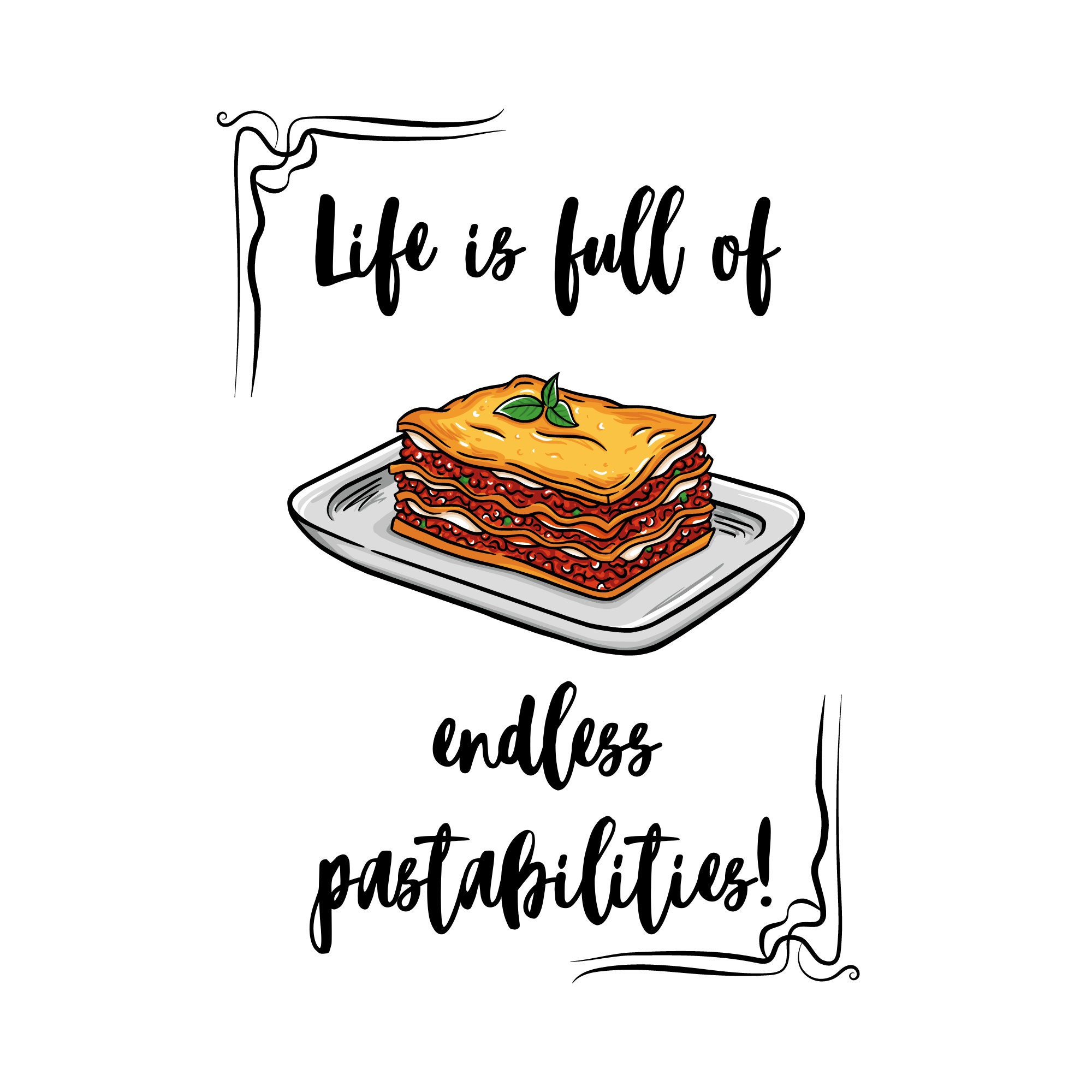Endless Pastabilities Funny Kitchen Printables Food Humor Etsy