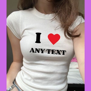 Personalisiertes I Heart Any Text Baby T-Shirt, I Love Custom Baby T-Shirt, Geschenk für Bild 1