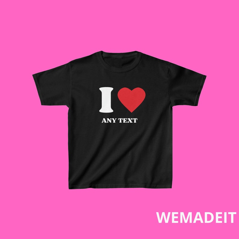 Personalised I Heart Any Text Baby Tee, I Love Custom Baby Tee, Gift For Black