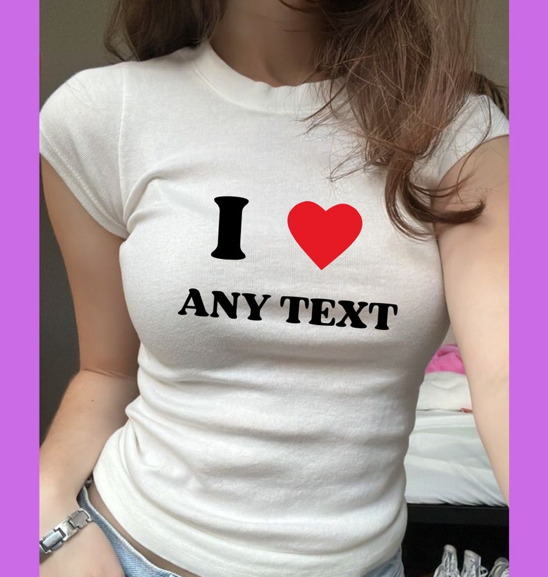 Personalisiertes I Heart Any Text Baby T-Shirt, I Love Custom Baby T-Shirt, Geschenk für Bild 1