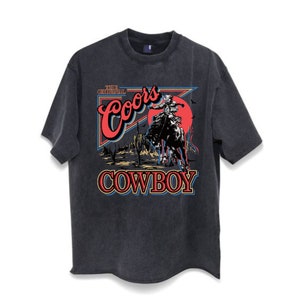 Coors Western Cowboy T-shirt, Vintage jaren '90 Western Shirt, Retro Coors Tee, Rodeo Cowboy Shirt, Cadeau voor