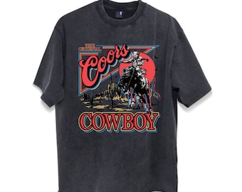 Coors Western Cowboy T-Shirt, Vintage 90s Western Shirt, Retro Coors Tee, Rodeo Cowboy Shirt, Gift for