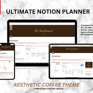 Ultimate Notion Dashboard Template, Aesthetic Theme Planner, Digital Planner, Notion Life Planner, Bundle Planner