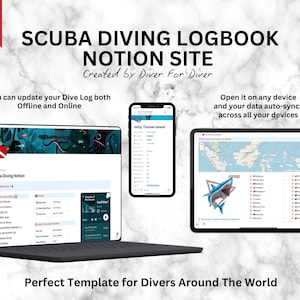 Plantilla de nociones de buceo, cuaderno de inmersiones (planificador digital)