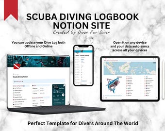 Scuba Diving Notion Template, Dive Logbook (Digital Planner)