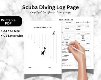 Printable Scuba Dive Log Book, A4/A5/US Letter (PDF File)