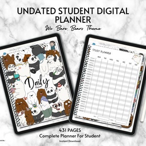 Undated Student Digital Planner, Goodnotes Planner, Hyperlink Pdf Planner