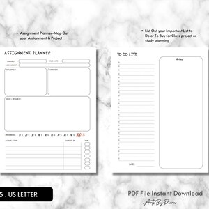 Student Planner Printable, Assignment Tracker, Class Schedule (PDF) - Etsy