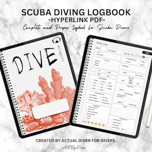 Scuba Diving Log Book Planner, Dive Log Book Hyperlink Pdf, Scuba Diving Planner, Corals Theme Log Book, Goodnotes, Printable