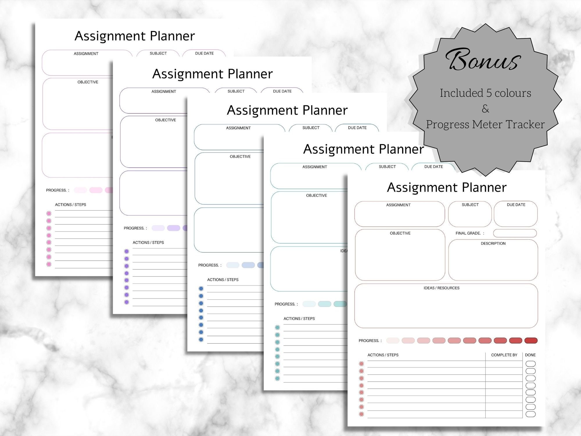 Assignment Planner Pdf Minimalist Assignment Planner & Tracker, Homework Printable (digital ...