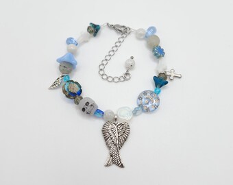 Angel Statue Beaded Bracelet Adjustable