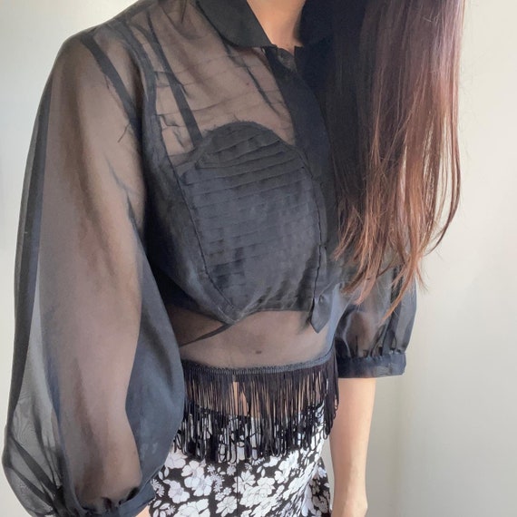 Sheer cropped blouse hot sale