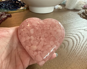 Heart-shaped rose quartz paperweight