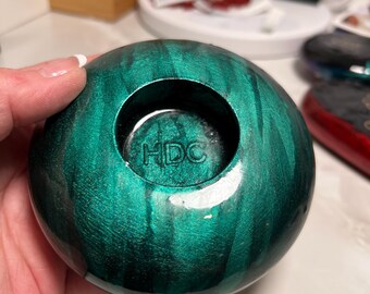 Shades of Teal Round Tealight Holder, painted with mica watercolors - so pretty!