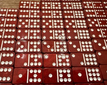 Double-12 Domino Set in sparkling red with white dots