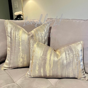 Golden Silver Gray Frosted Pillow Cover, Luxury Pillow Cover, 18", 22", 26", 12x18"