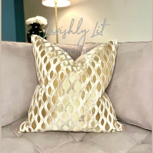 22" Champagne Velvet Cut Pillow Cover, Luxury Pillow Cover, Luxury Home Decor