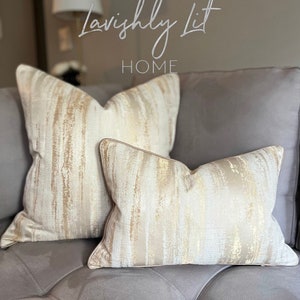 Golden Ivory Frosted Pillow Cover, Luxury Jacquard Pillow Cover