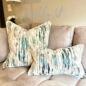 Teal Turquoise Calypso Pillow Cover, Luxury Pillow Cover