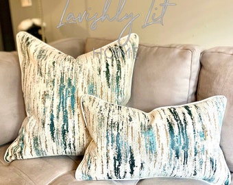 Teal Turquoise Calypso Pillow Cover, Luxury Pillow Cover