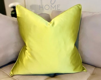 22" Chartreuse Green Satin Matte Pillow Cover, Luxury Pillow Cover