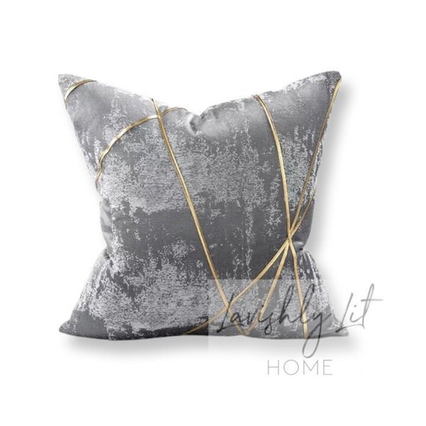 Grey Gold Pillow Etsy