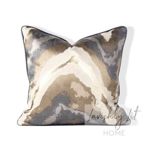 18&quot; Golden Navy Blue Pillow Cover, Luxury Pillow Cover