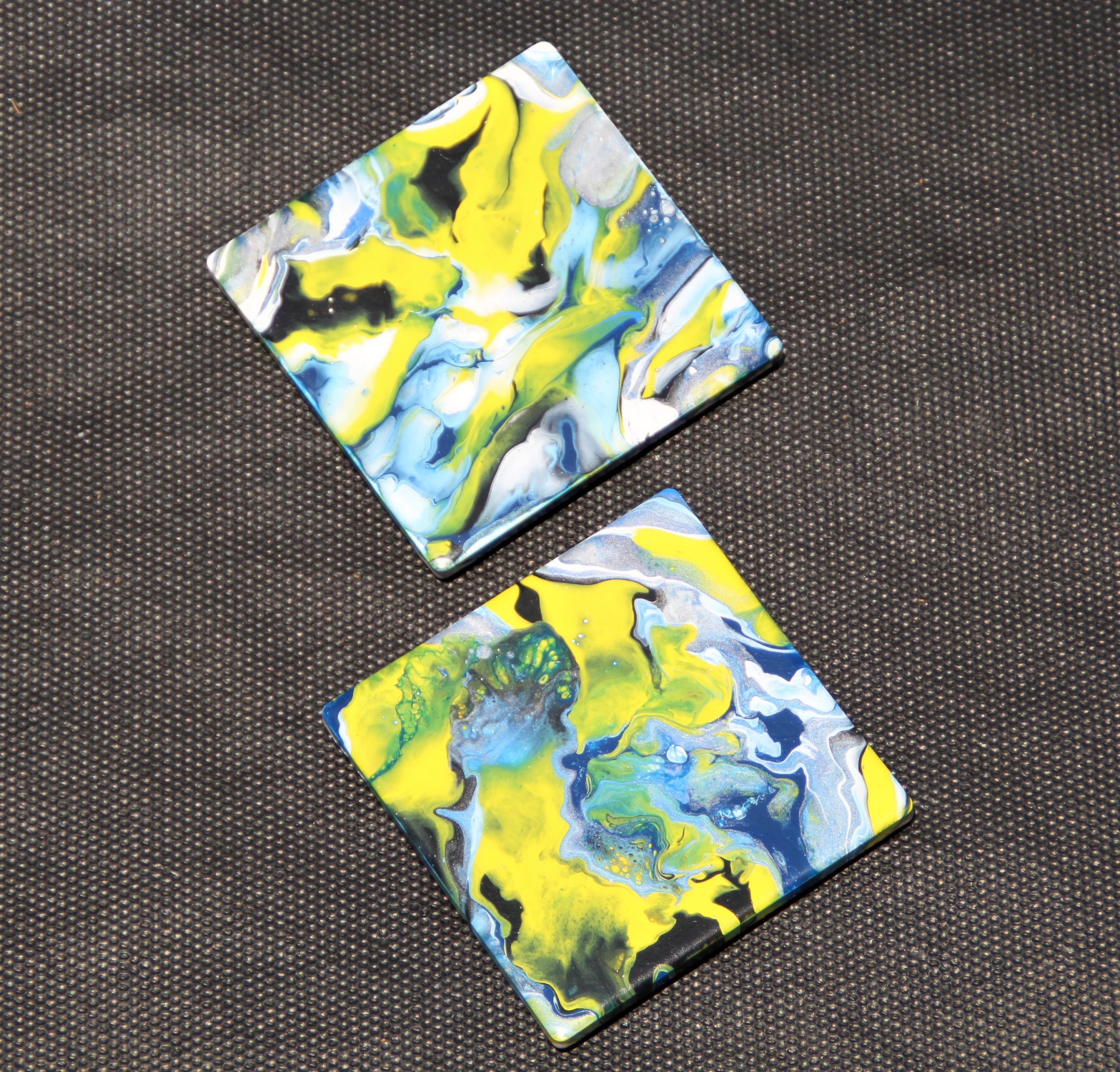 Free flowing Acrylic pour painted tile coasters Etsy