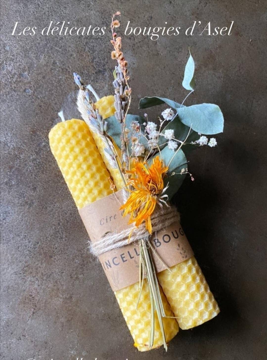 Mini Bee - Bougies en Cire d'abeille avec Fleurs Séchées