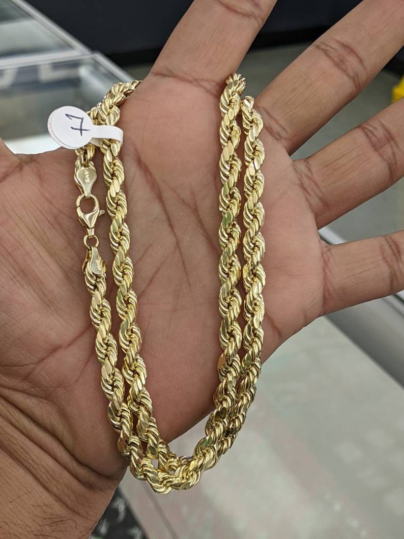 10kt Real Gold Rope Chain 7mm Thick Etsy