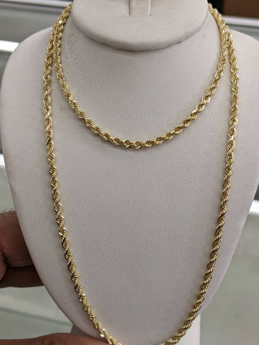 14kt Real Gold Solid Rope Chain 3mm 24 Inch - Etsy