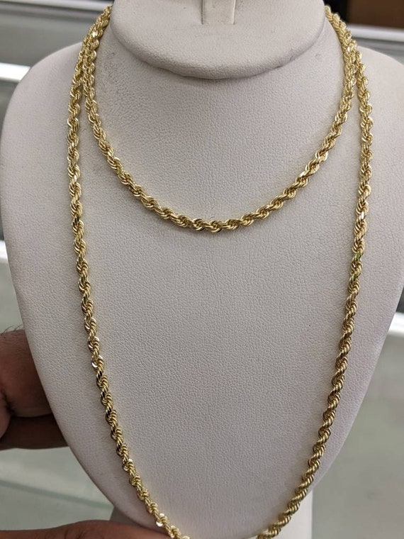 14kt Real Gold Solid Rope Chain 3mm 24 Inch