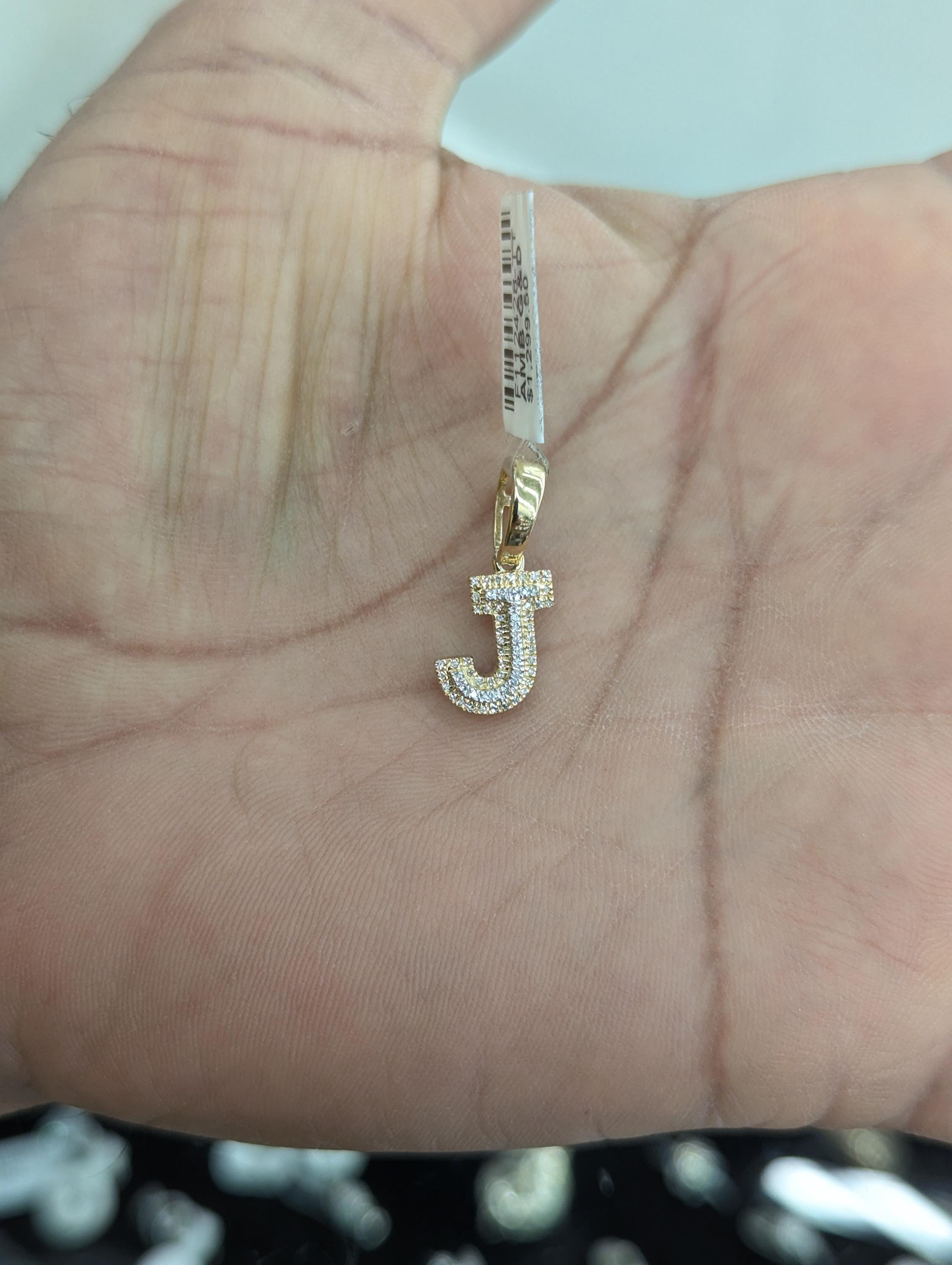 Pendentif Lettre Initiale En Or 10K Avec Diamant - Breloque Rectangulaire - Neuf - Ice House