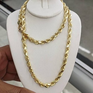 Cadena de cuerda de oro auténtico de 14 kt de 5,5 mm de grosor