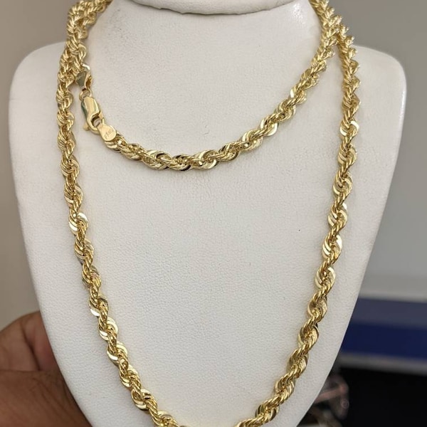 10kt real gold rope chain 5 mm thick