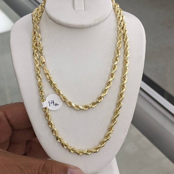 14kt real gold rope chain 4mm thick