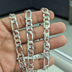 925 Sterling Silver Figaro Chain 10mm